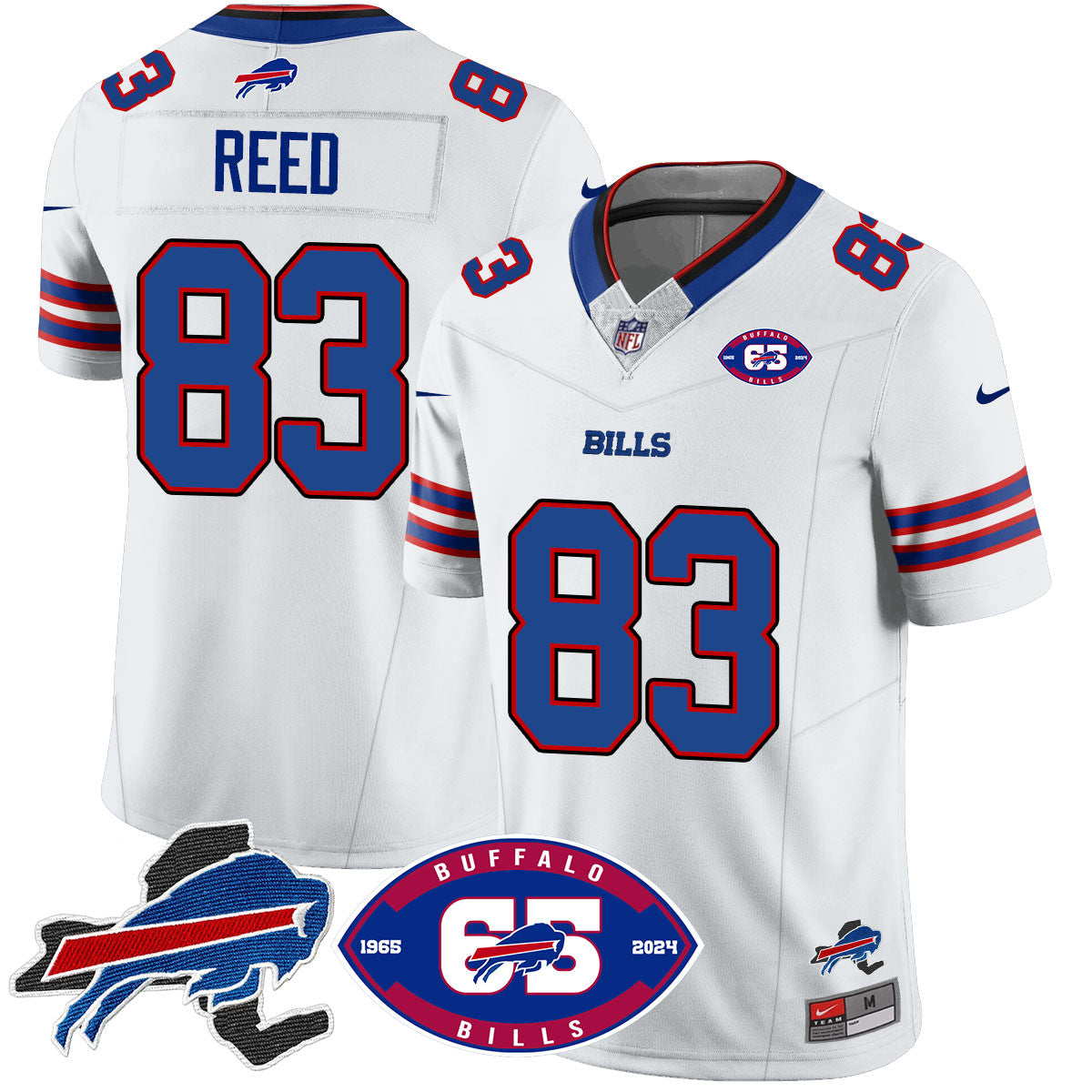 Bills 1959 – 2024 – The Bills Jersey – All Stitched – Andre Reed – 83 – White Jersey