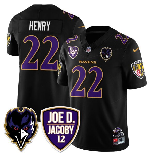 Ravens Purple Rising 2024 Vapor Limited Jersey – All Stitched – Black – Derrick Henry Jersey