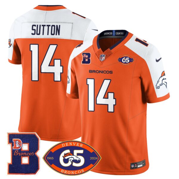 Broncos 1959-2024 Jersey – The Broncos Jersey – All Stitched – Courtland Sutton – 14 – Orange Alternate Jersey
