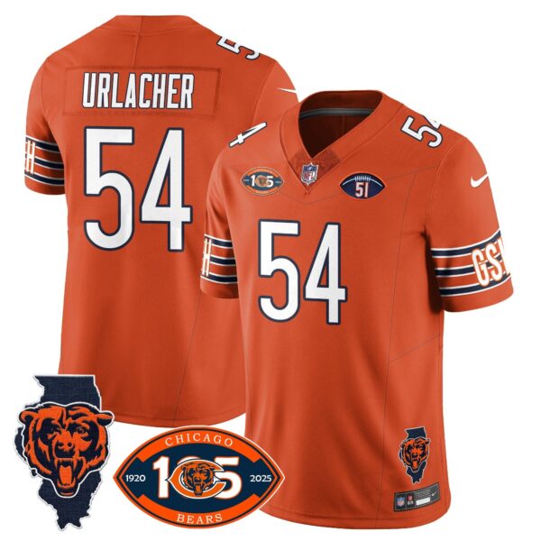 Bears 1920-2025 – The Bears Jersey – All Stitched – Brian Urlacher – 54 – Orange Jersey