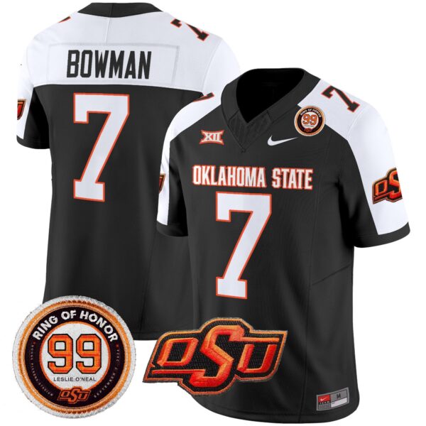 Oklahoma State Cowboys Leslie O’neal Patch Vapor Limited Jersey – All Stitched – Black Alternate – Alan Bowman Jersey