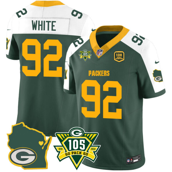 Packers 1919-2024 – The Packers Jersey – All Stitched – Reggie White – 92 – Alternate Jersey
