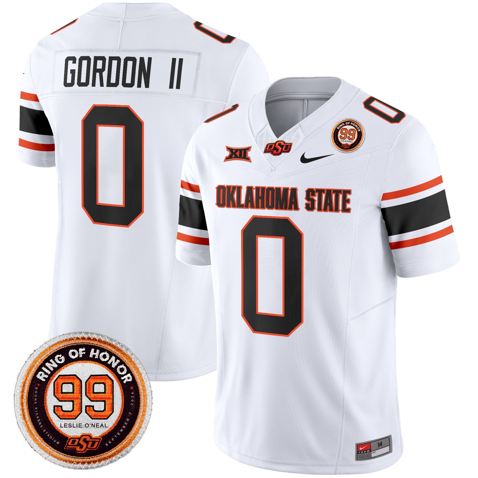 Oklahoma State Cowboys Leslie O’neal Patch Vapor Limited Jersey – All Stitched – White – Ollie Gordon II Jersey