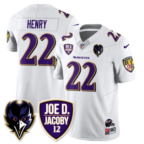 Ravens Purple Rising 2024 Vapor Limited Jersey – All Stitched – White – Derrick Henry Jersey