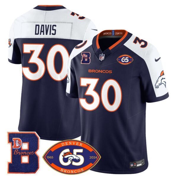 Broncos 1959-2024 Jersey – The Broncos Jersey – All Stitched – Terrell Davis – 30 – Navy Alternate Jersey