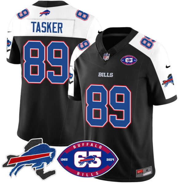 Bills 1959 – 2024 – The Bills Jersey – All Stitched – Steven Tasker – 89 – Black Alternate Jersey