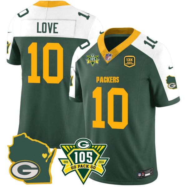 Packers 1919-2024 – The Packers Jersey – All Stitched – Jordan Love – 10 – Alternate Jersey
