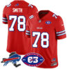 Bills 1959 – 2024 – The Bills Jersey – All Stitched – Bruce Smith – 78 – Red Jersey