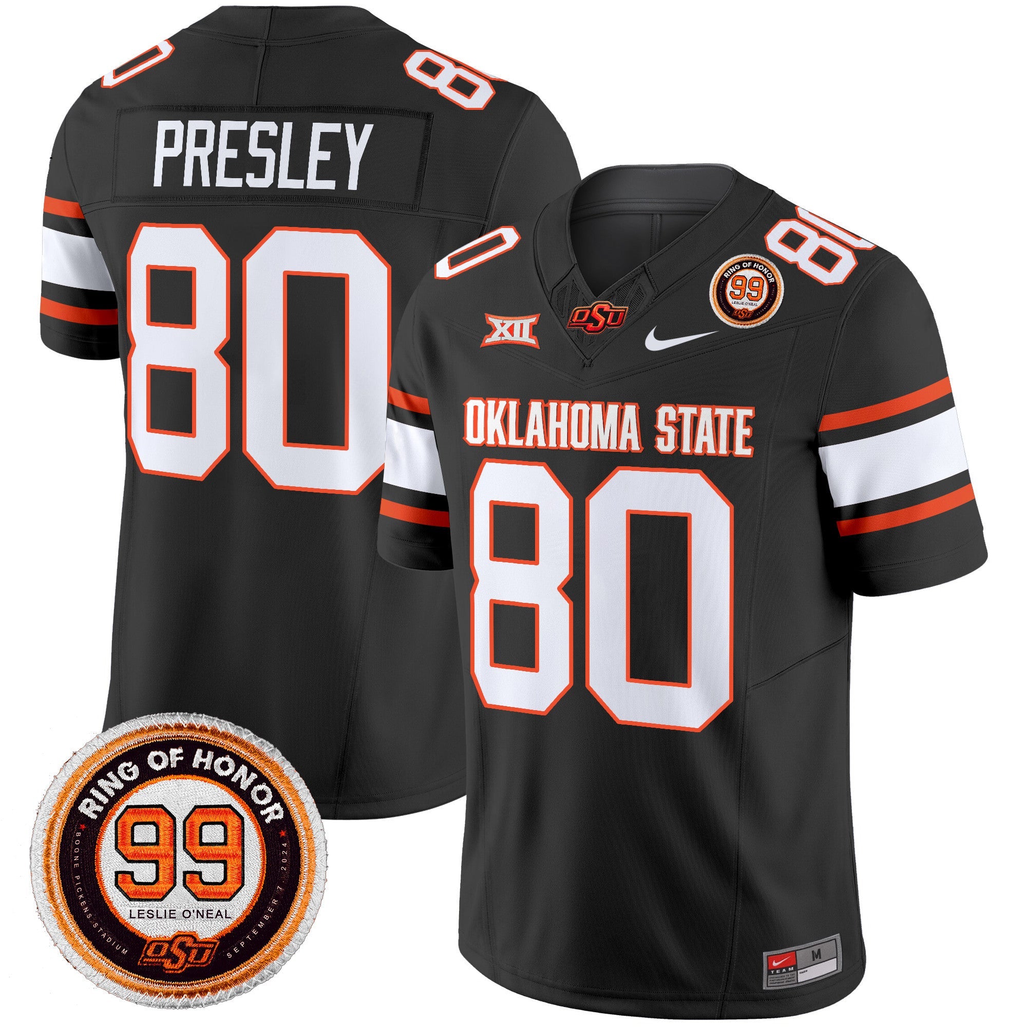 Oklahoma State Cowboys Leslie O’neal Patch Vapor Limited Jersey – All Stitched – Black – Brennan Presley Jersey
