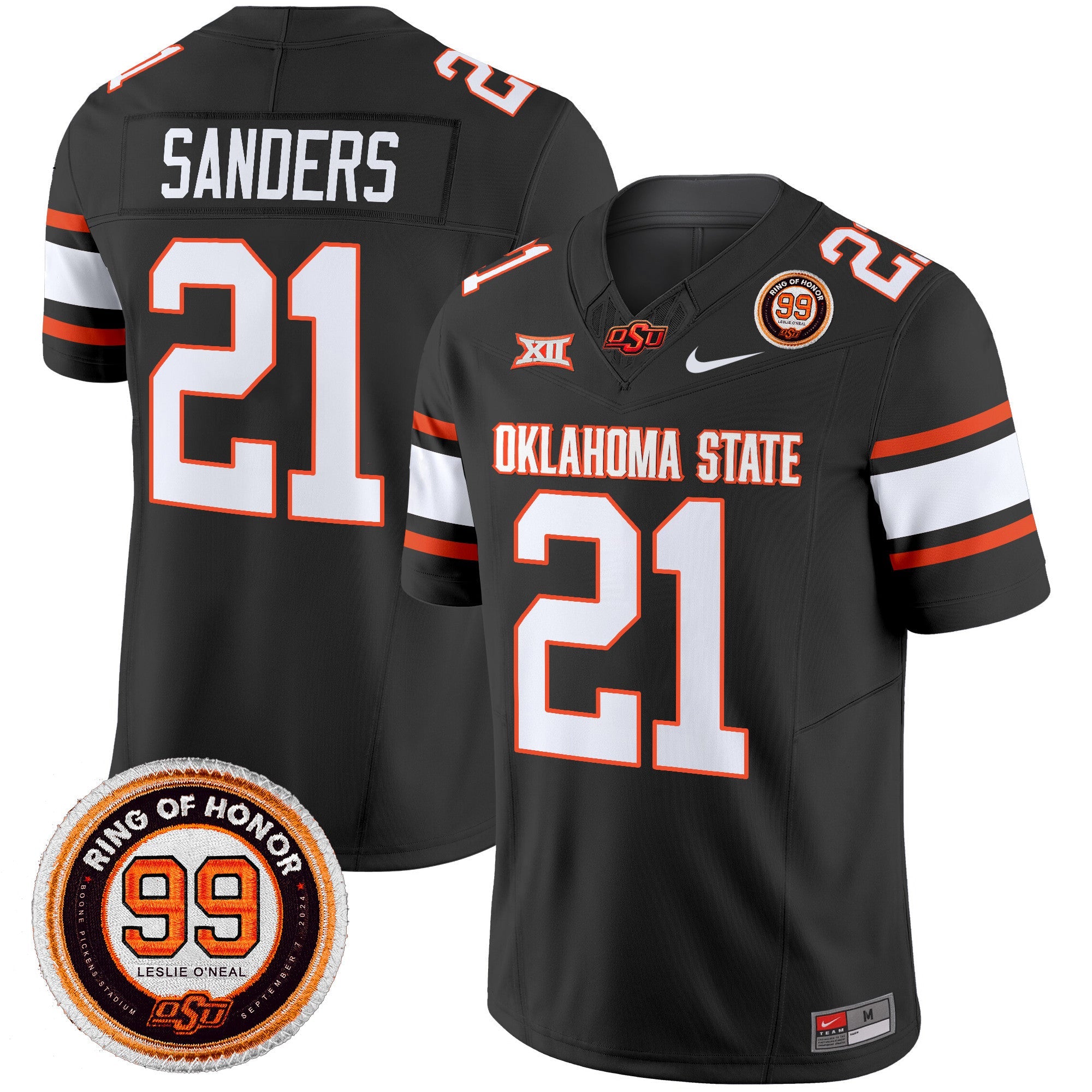 Oklahoma State Cowboys Leslie O’neal Patch Vapor Limited Jersey – All Stitched – Black – Barry Sanders Jersey