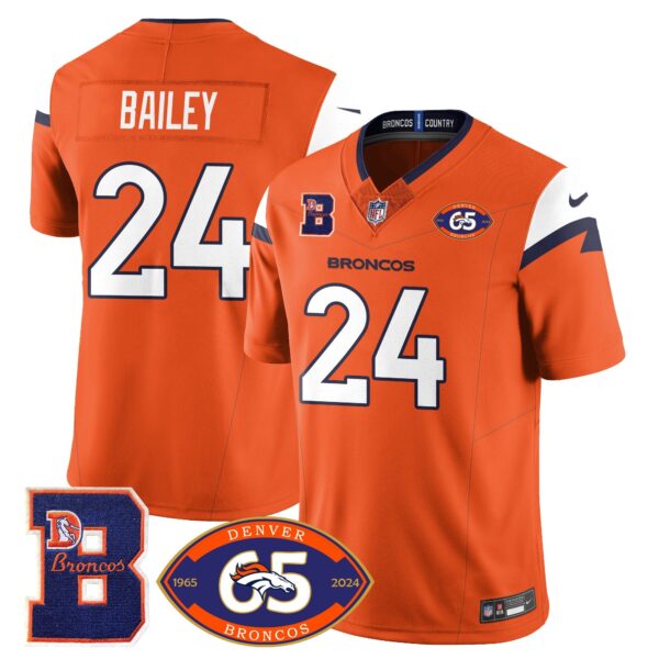 Broncos 1959-2024 Jersey – The Broncos Jersey – All Stitched – Champ Bailey – 24 – Orange Jersey
