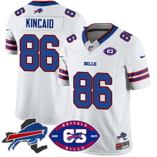 Bills 1959 – 2024 – The Bills Jersey – All Stitched – Dalton Kincaid – 86 – White Jersey