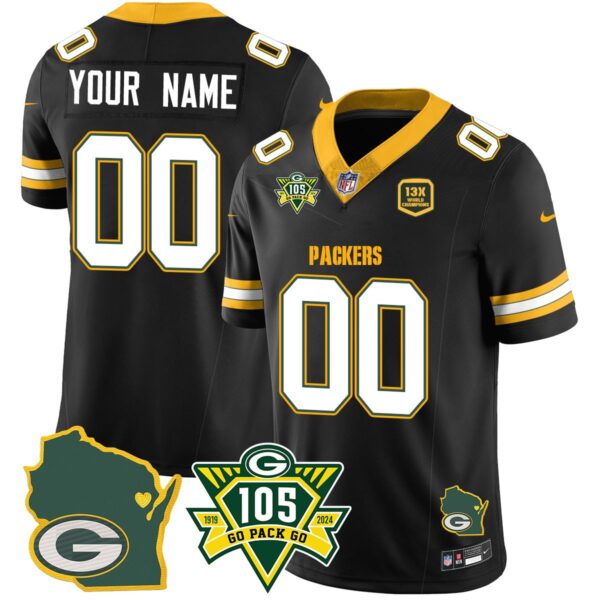 Custom Packers 1919-2024 – The Packers Jersey – All Stitched – Black Jersey