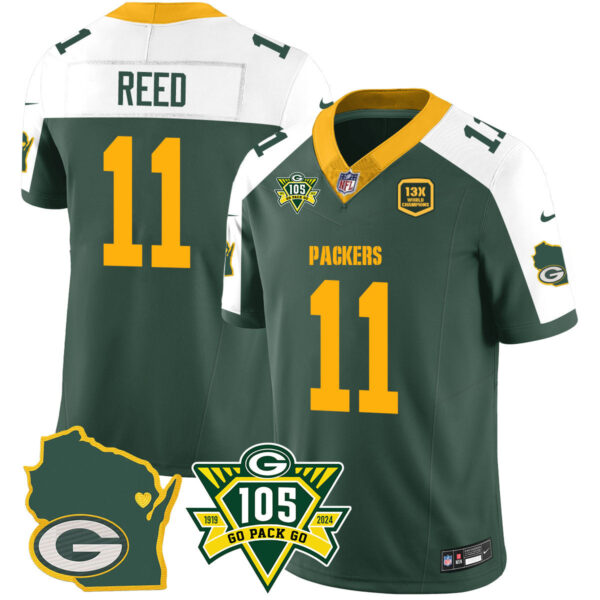 Packers 1919-2024 – The Packers Jersey – All Stitched – Jayden Reed – 11 – Alternate Jersey