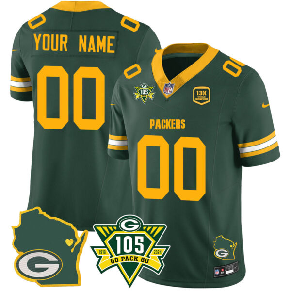 Custom Packers 1919-2024 – The Packers Jersey – All Stitched – Royal Jersey