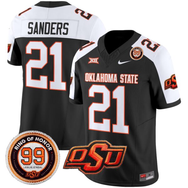 Oklahoma State Cowboys Leslie O’neal Patch Vapor Limited Jersey – All Stitched – Black Alternate – Barry Sanders Jersey