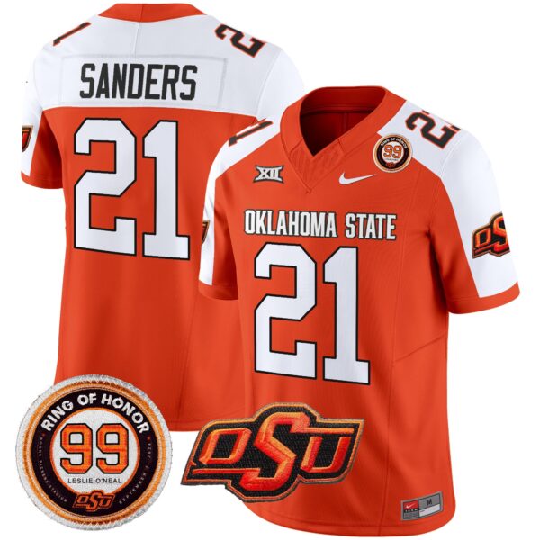 Oklahoma State Cowboys Leslie O’neal Patch Vapor Limited Jersey – All Stitched – Orange Alternate – Barry Sanders Jersey