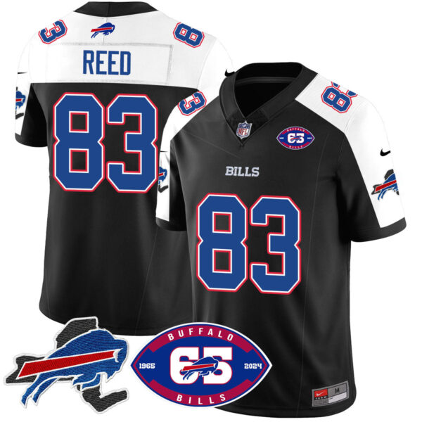 Bills 1959 – 2024 – The Bills Jersey – All Stitched – Andre Reed – 83 – Black Alternate Jersey