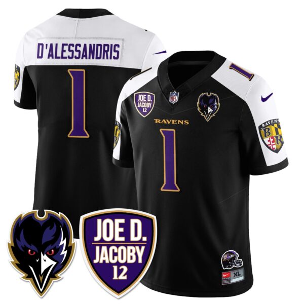 Ravens Purple Rising 2024 Vapor Limited Jersey – All Stitched – Black Alternate – Joe D’Alessandris Jersey