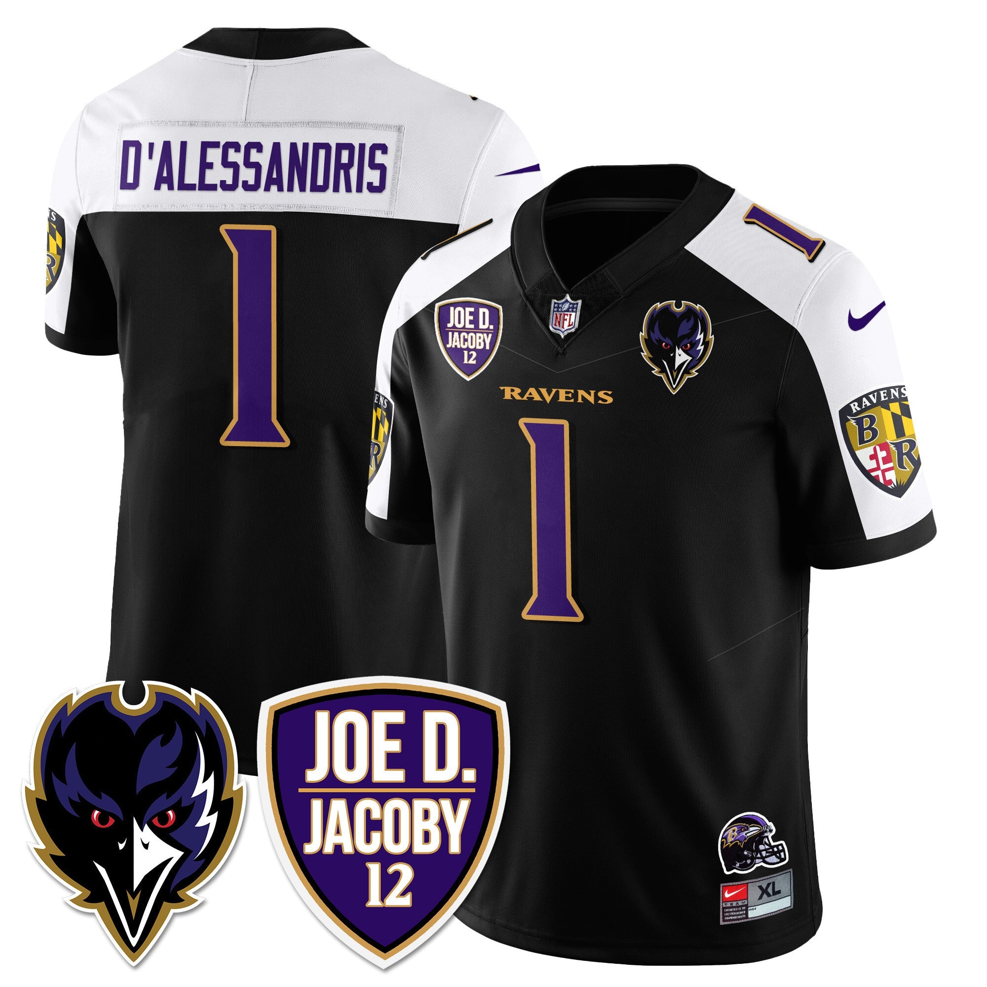 Ravens Purple Rising 2024 Vapor Limited Jersey – All Stitched – Black Alternate – Joe D’Alessandris Jersey
