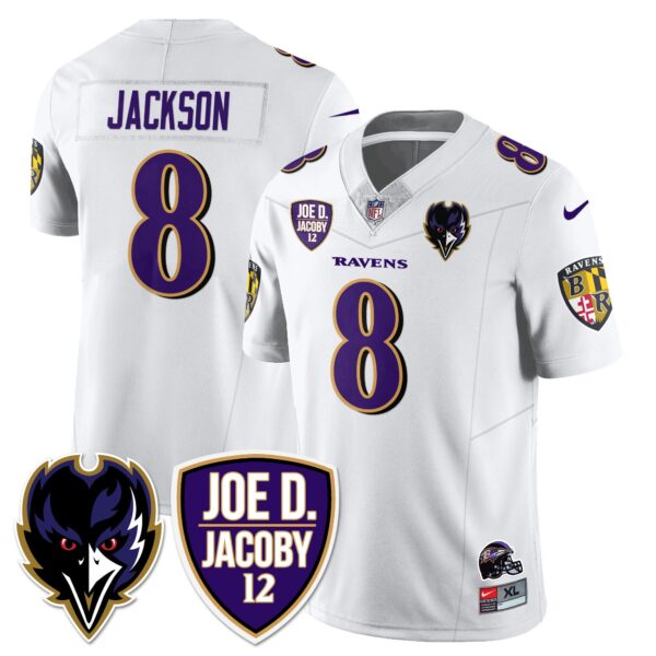 Ravens Purple Rising 2024 Vapor Limited Jersey – All Stitched – White – Lamar Jackson Jersey