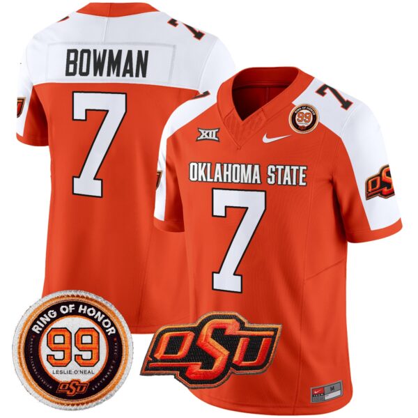 Oklahoma State Cowboys Leslie O’neal Patch Vapor Limited Jersey – All Stitched – Orange Alternate – Alan Bowman Jersey