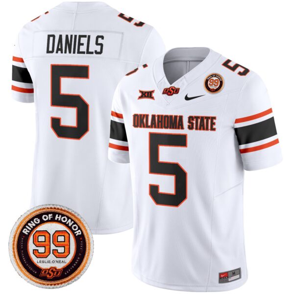 Oklahoma State Cowboys Leslie O’neal Patch Vapor Limited Jersey – All Stitched – White – Kendal Daniels Jersey