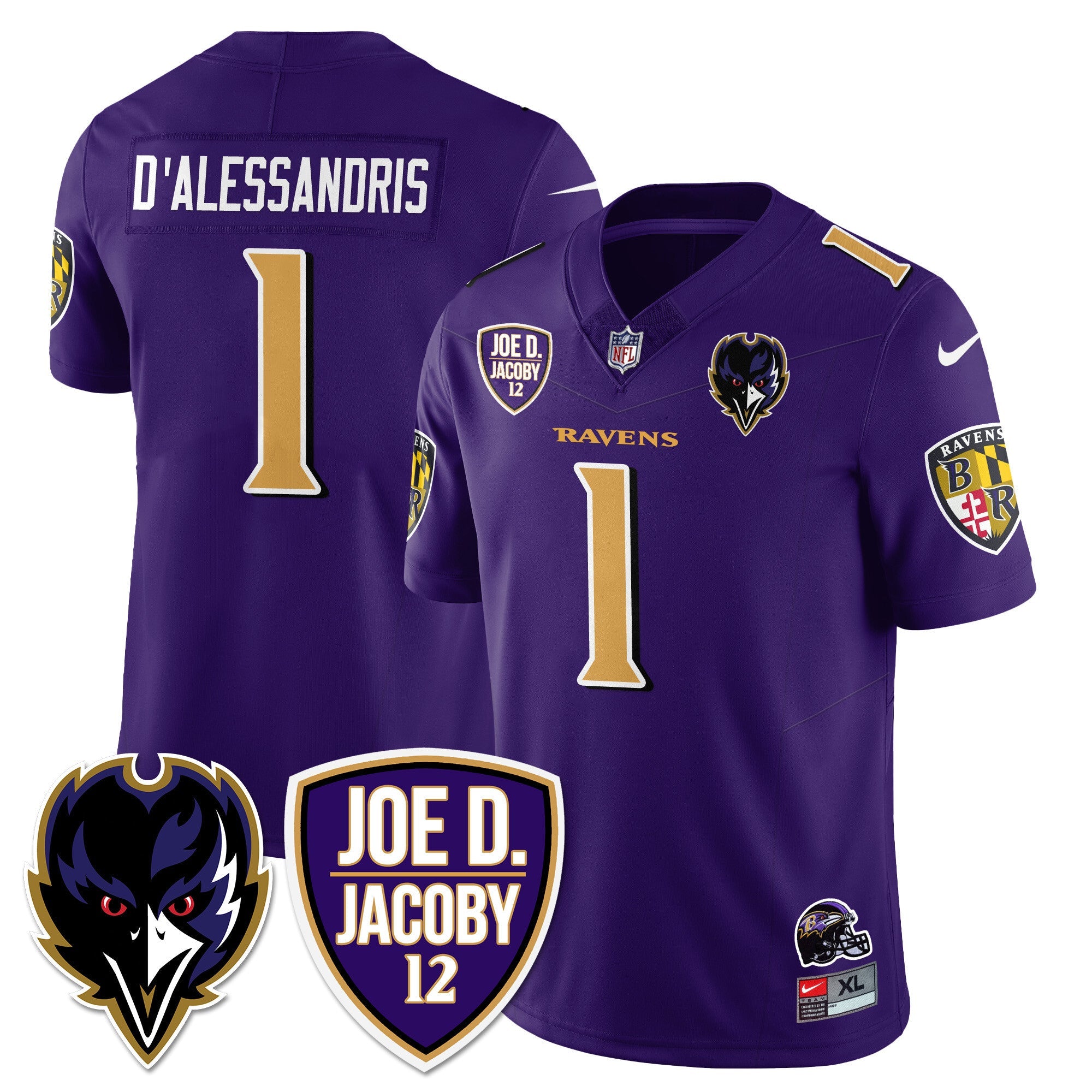 Ravens Purple Rising 2024 Vapor Limited Jersey – All Stitched – Purple – Joe D’Alessandris Jersey