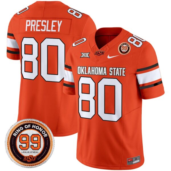 Oklahoma State Cowboys Leslie O’neal Patch Vapor Limited Jersey – All Stitched – Orange – Brennan Presley Jersey
