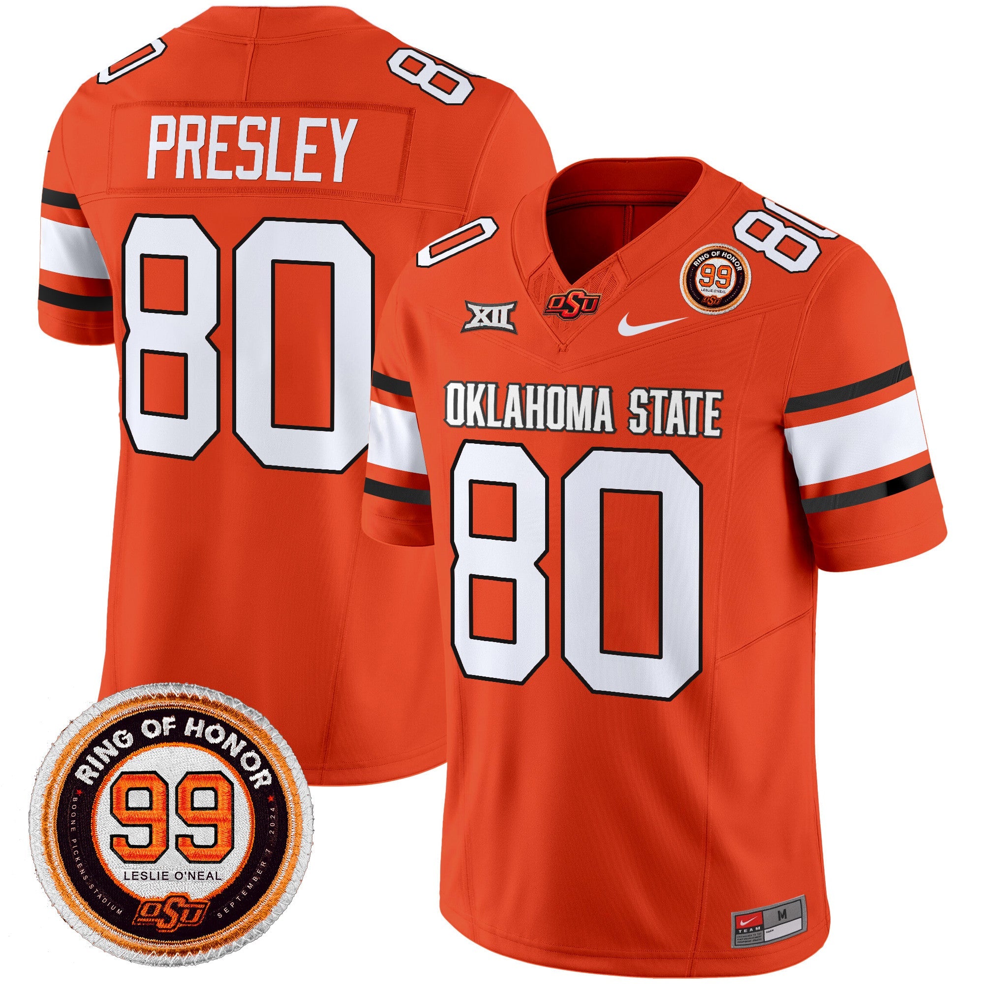 Oklahoma State Cowboys Leslie O’neal Patch Vapor Limited Jersey – All Stitched – Orange – Brennan Presley Jersey