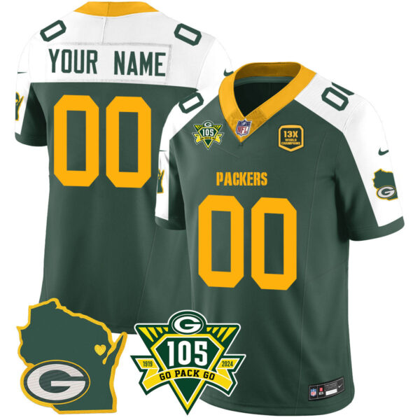 Custom Packers 1919-2024 – The Packers Jersey – All Stitched – Royal Alternate Jersey