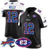 Bills 1959 – 2024 – The Bills Jersey – All Stitched – Jim Kelly – 12 – Black Alternate Jersey