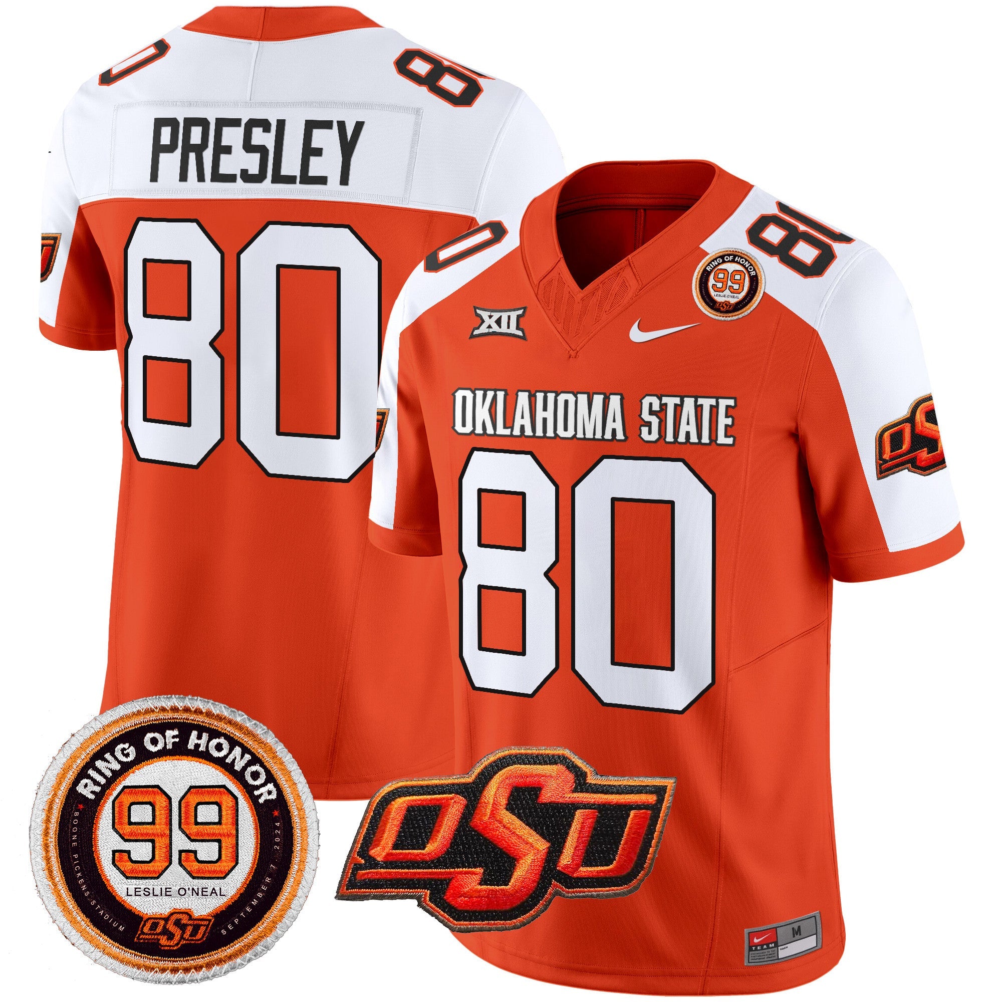Oklahoma State Cowboys Leslie O’neal Patch Vapor Limited Jersey – All Stitched – Orange Alternate – Brennan Presley Jersey
