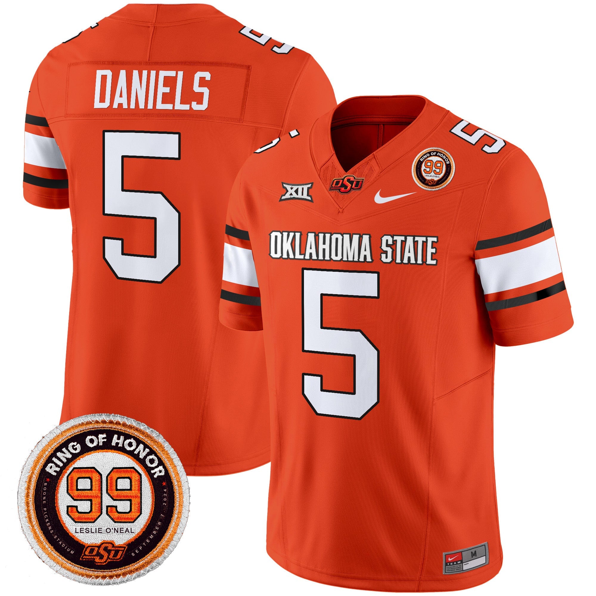 Oklahoma State Cowboys Leslie O’neal Patch Vapor Limited Jersey – All Stitched – Orange – Kendal Daniels Jersey