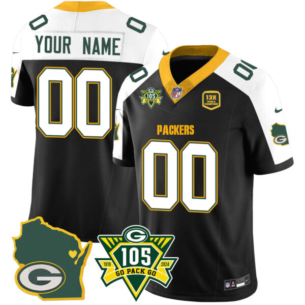 Custom Packers 1919-2024 – The Packers Jersey – All Stitched – Black Alternate Jersey