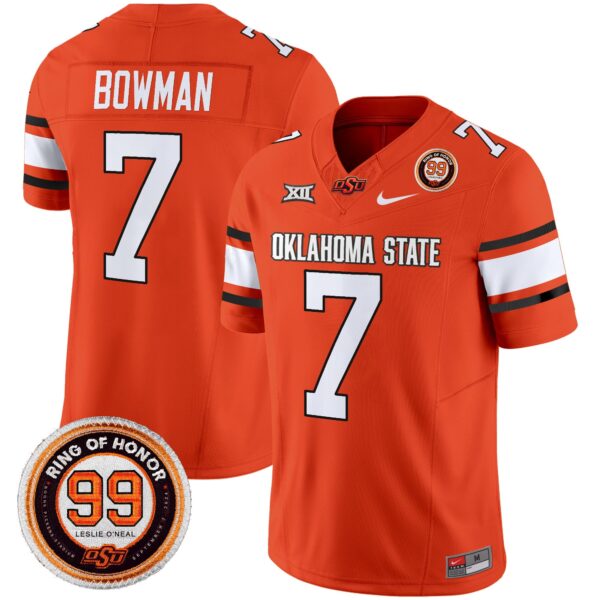 Oklahoma State Cowboys Leslie O’neal Patch Vapor Limited Jersey – All Stitched – Orange – Alan Bowman Jersey