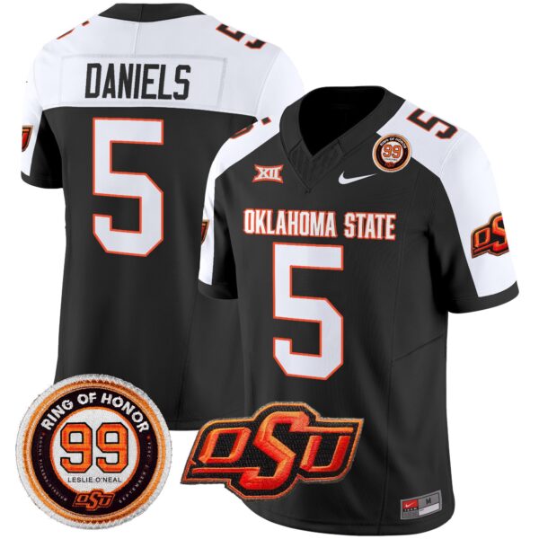 Oklahoma State Cowboys Leslie O’neal Patch Vapor Limited Jersey – All Stitched – Black Alternate – Kendal Daniels Jersey