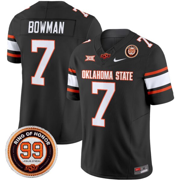 Oklahoma State Cowboys Leslie O’neal Patch Vapor Limited Jersey – All Stitched – Black – Alan Bowman Jersey