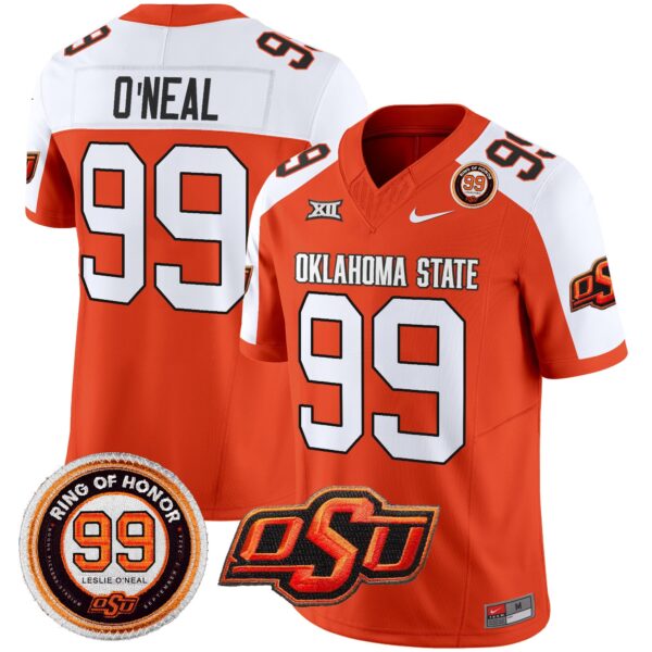 Oklahoma State Cowboys Leslie O’neal Patch Vapor Limited Jersey – All Stitched – Orange Alternate – Leslie O’neal Jersey