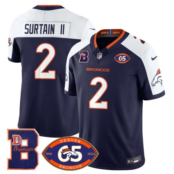 Broncos 1959-2024 Jersey – The Broncos Jersey – All Stitched – Patrick Surtain II – 2 – Navy Alternate Jersey