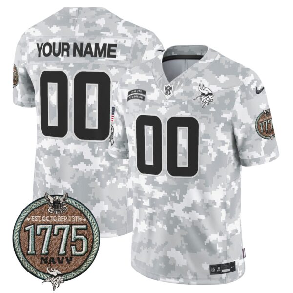 Vikings 2024 Salute to Service Establishment Year Patch Vapor Limited Custom Jersey – All Stitched – Men – Navy Jersey
