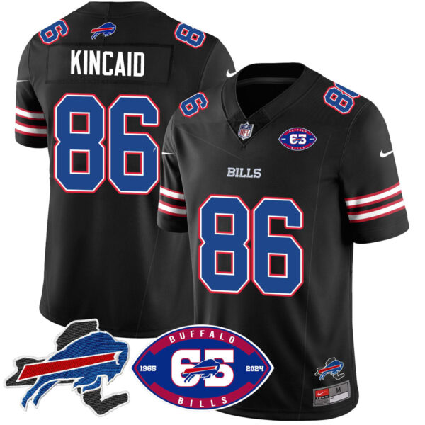 Bills 1959 – 2024 – The Bills Jersey – All Stitched – Dalton Kincaid – 86 – Black Jersey