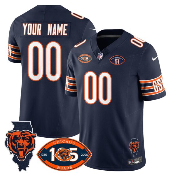 Custom Bears 1920-2025 – The Bears Jersey – All Stitched – Navy Jersey