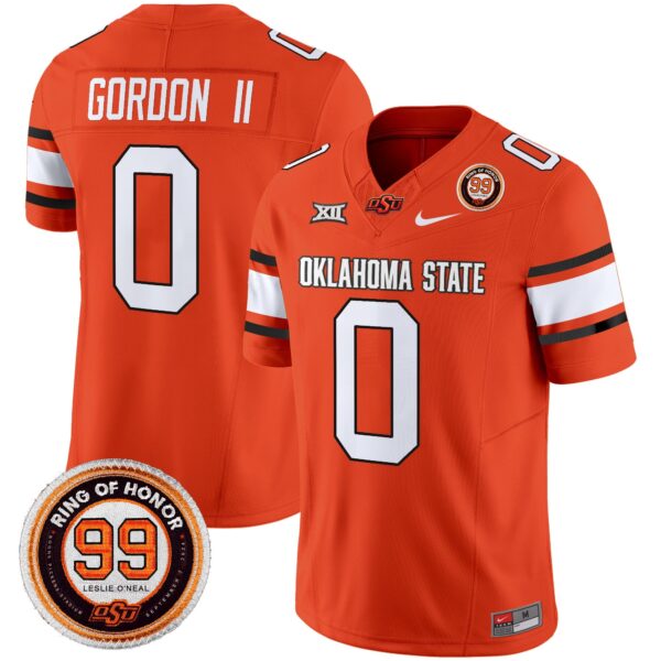 Oklahoma State Cowboys Leslie O’neal Patch Vapor Limited Jersey – All Stitched – Orange – Ollie Gordon II Jersey