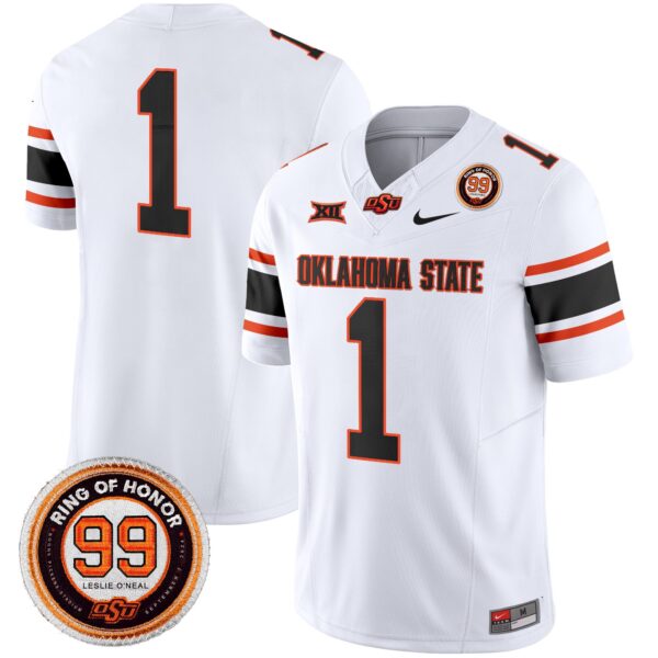 Oklahoma State Cowboys Leslie O’neal Patch Vapor Limited Jersey – All Stitched – White – #1 Team Jersey