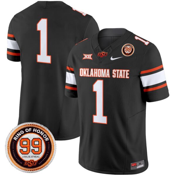 Oklahoma State Cowboys Leslie O’neal Patch Vapor Limited Jersey – All Stitched – Black – #1 Team Jersey