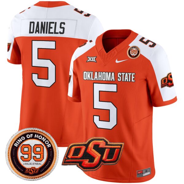 Oklahoma State Cowboys Leslie O’neal Patch Vapor Limited Jersey – All Stitched – Orange Alternate – Kendal Daniels Jersey
