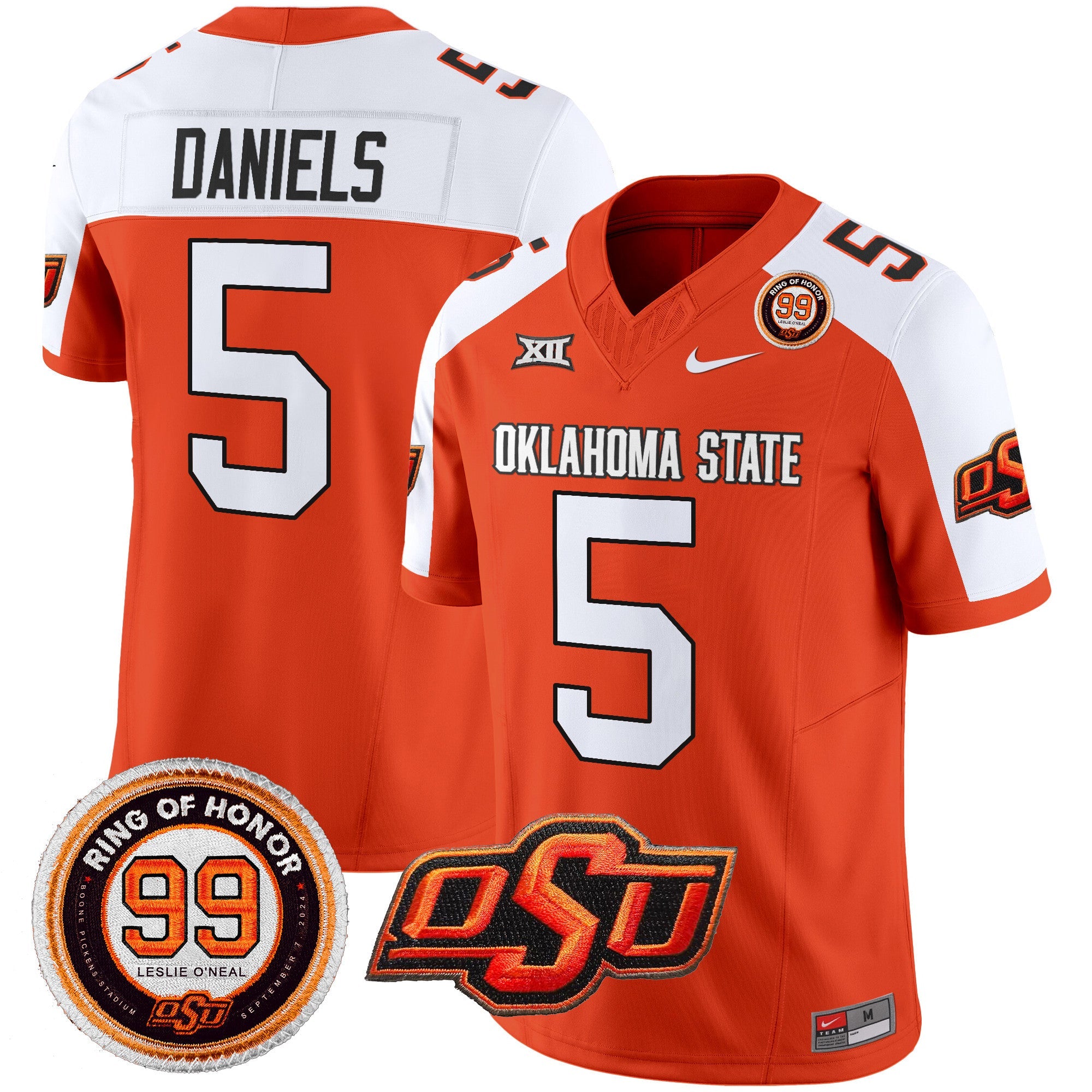 Oklahoma State Cowboys Leslie O’neal Patch Vapor Limited Jersey – All Stitched – Orange Alternate – Kendal Daniels Jersey