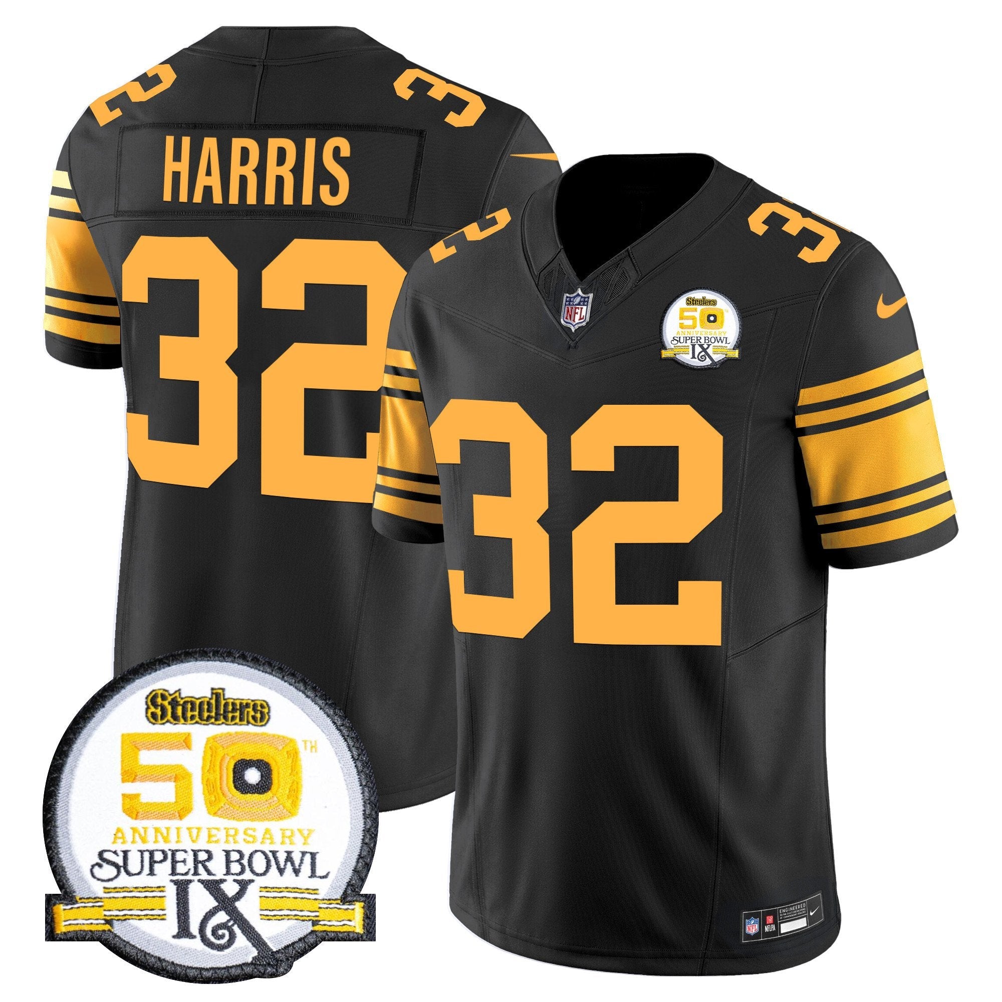 Steelers 50th Anniversary Of Super Bowl IX Patch Vapor Limited Jersey – All Stitched – Color Rush – Franco Harris Jersey