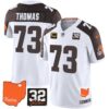 Browns #32 Jim Brown Memorial & Home Patch Vapor Limited Jersey – All Stitched – Inverted – Joe Thomas Jersey
